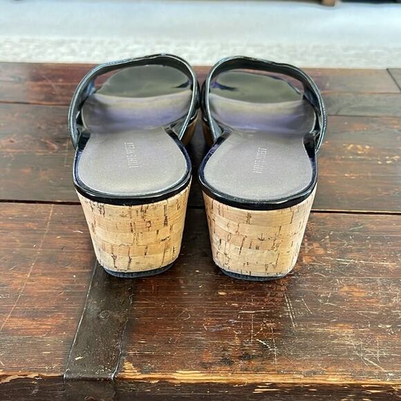 Nine West Black Patent Wedge Sandals Size 10 - Picture 4 of 7